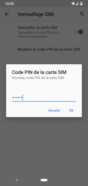 Saisissez votre Nouveau code PIN de la carte SIM et sélectionnez OK