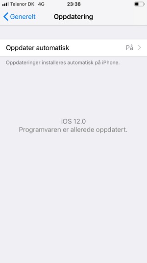 Hvis din iPhone er oppdatert, vil du se følgende skjermbilde.