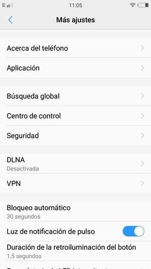 Desplácese y seleccione Seguridad