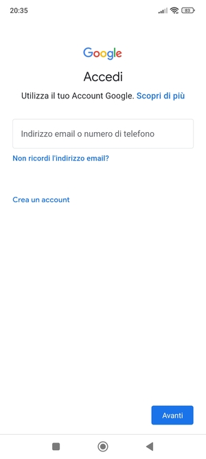 Inserisci il tuo indirizzo Gmail e seleziona Avanti
