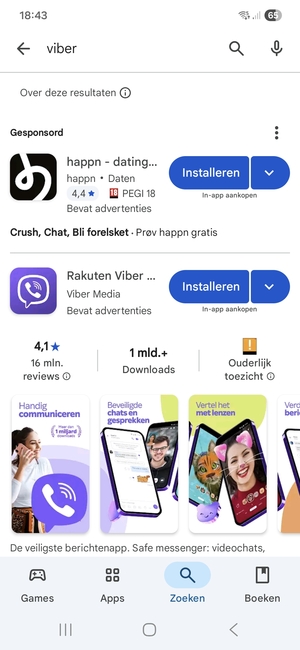 Selecteer de app
