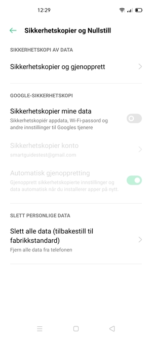 Slå på Sikkerhetskopier mine data