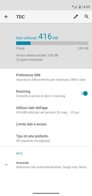 Attiva o disattiva Roaming
