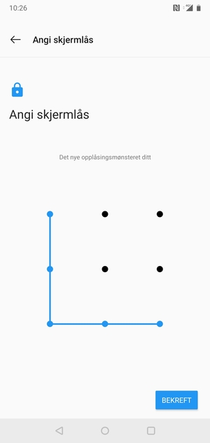 Tegn opplåsingsmønsteret igjen og velg BEKREFT