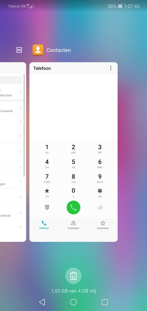 Selecteer het Verwijderen-pictogram om alle actieve apps te sluiten