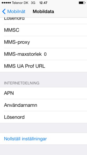 Scrolla till och välj Nollställ inställningar