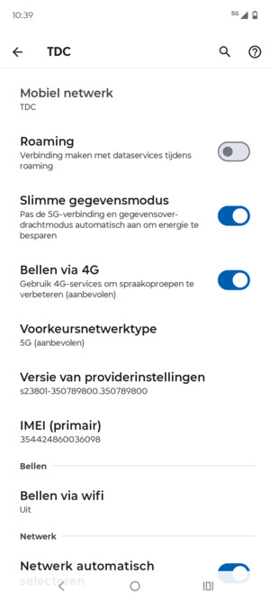 Scroll naar en selecteer Voorkeursnetwerktype