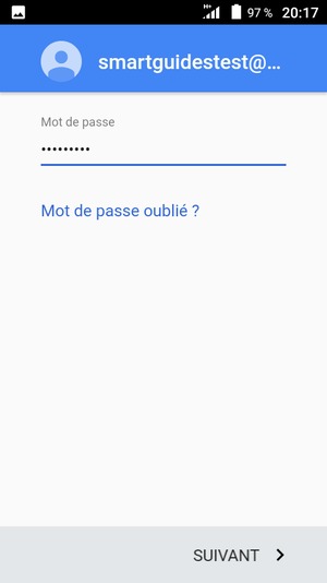 Saisissez votre mot de passe et sélectionnez SUIVANT