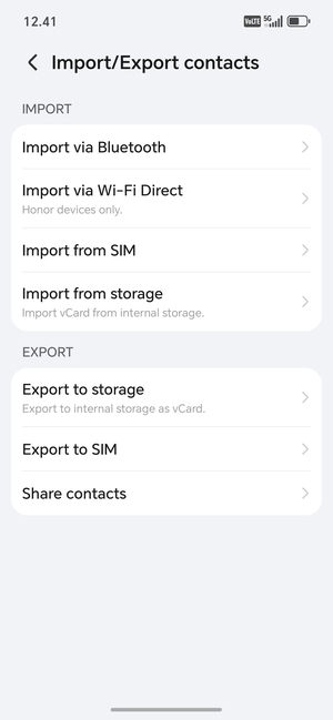 Select Import from SIM