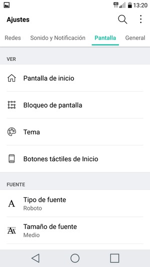 Seleccione Pantalla y Bloqueo de pantalla
