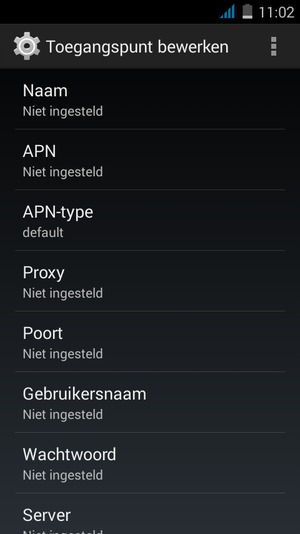 Selecteer APN-type