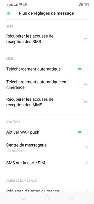 Sélectionnez Centre de messagerie