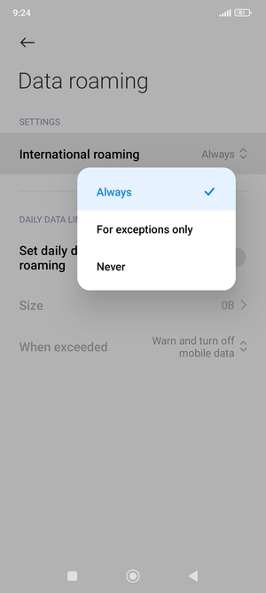 Select your preferred option