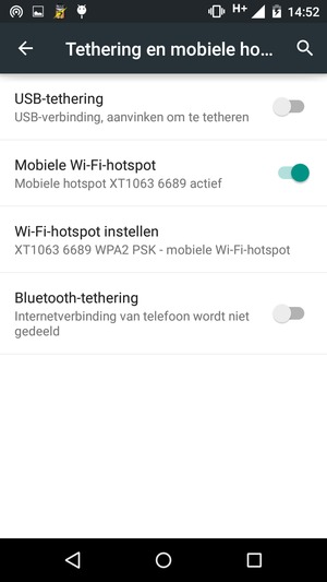 Uw telefoon is nu geïnstalleerd voor gebruik als modem
