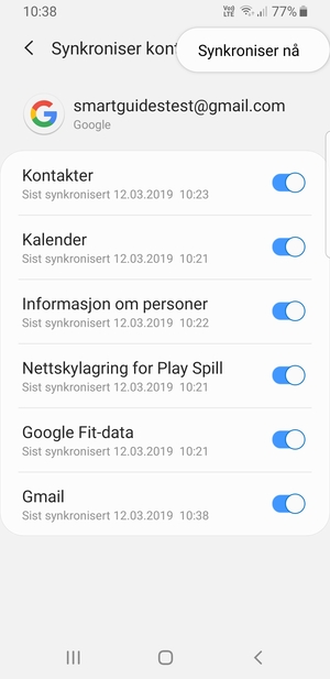 Velg Synkroniser nå