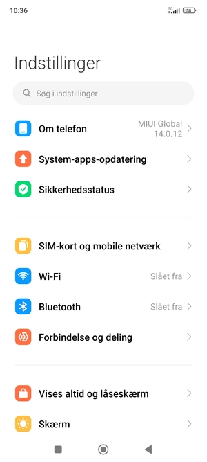 Vælg SIM-kort og mobile netværk