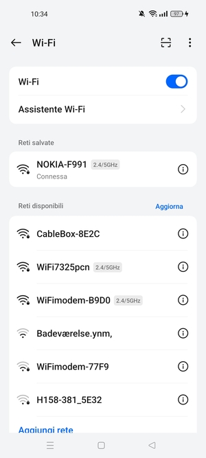 Ora sei connesso alla rete Wi-Fi
