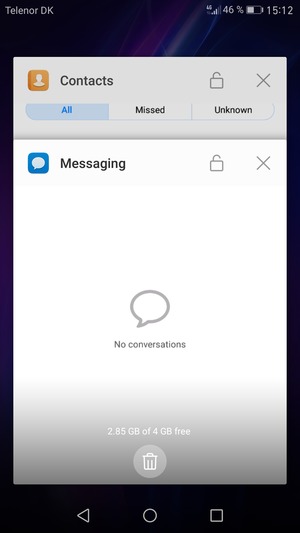 Select the Delete  icon to close all running apps