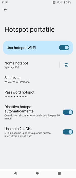 Il telefono è ora pronto per essere usato come modem