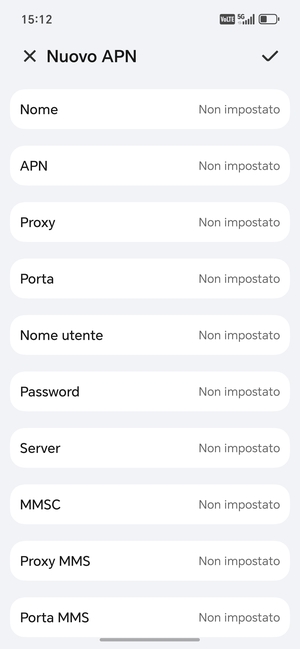 Inserisci le informazioni degli MMS