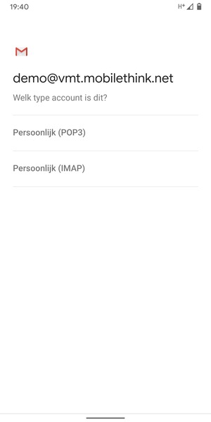 Selecteer Persoonlijk (POP3) of Persoonlijk (IMAP)