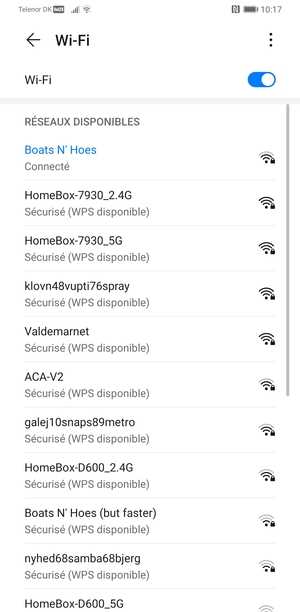 Vous êtes maintenant connecté au réseau Wi-Fi