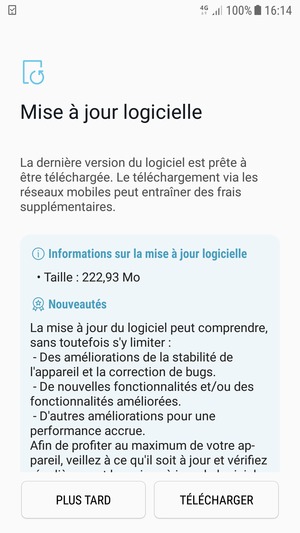 Si votre téléphone n'est pas à jour, sélectionnez TÉLÉCHARGER
