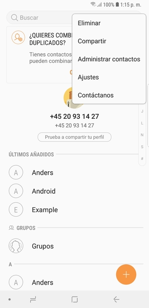 Seleccione Administrar contactos