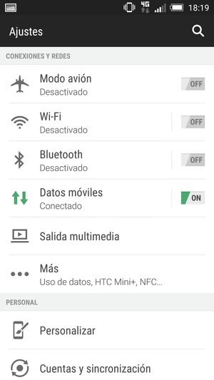 Seleccione Datos móviles