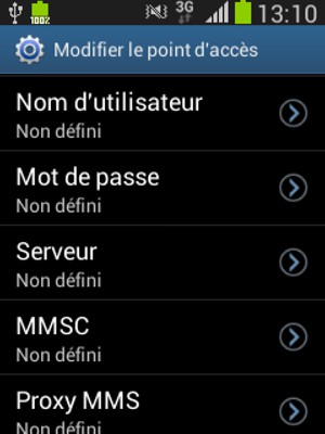 Faites défiler vers le bas et saisissez les informations MMS