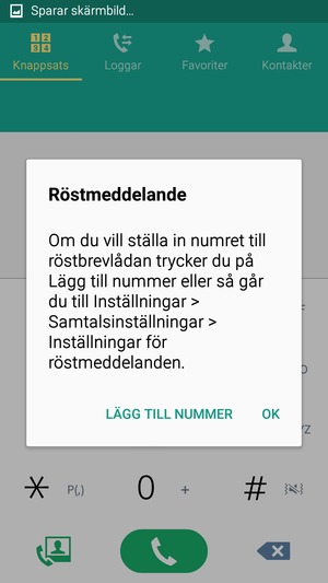 Om din röstbrevlåda inte är installerad, välj LÄGG TILL NUMMER