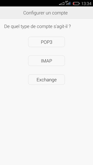 Sélectionnez POP3 ou IMAP