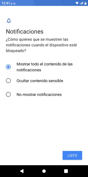 Seleccione la opción deseada y seleccione LISTO