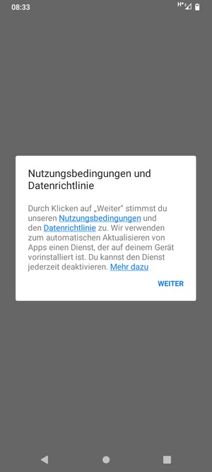 Wählen Sie WEITER