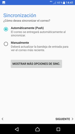 Seleccione la opción deseada y seleccione SIGUIENTE