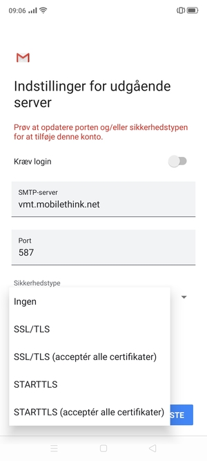 Vælg Ingen og NÆSTE