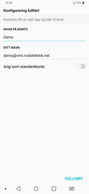Gi kontoen din et navn, og skriv inn navnet ditt. Velg FULLFØRT