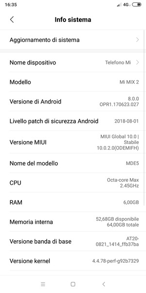Seleziona Aggiornamento di sistema