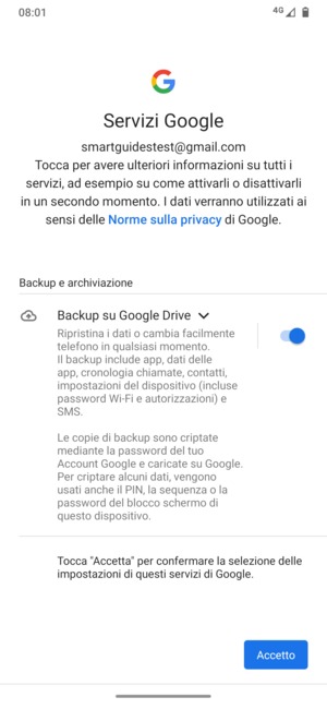 Seleziona Accetto