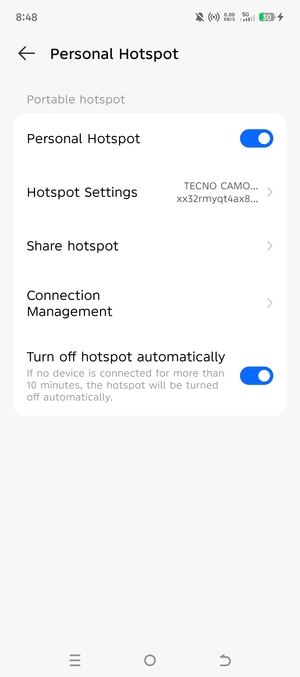 Your phone is now set up for use as a modem