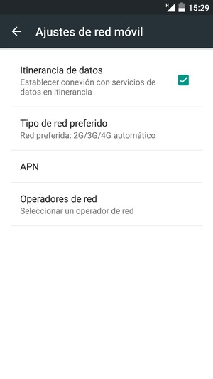 Activar o desactivar Itinerancia de datos