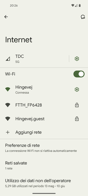 Ora sei connesso alla rete Wi-Fi