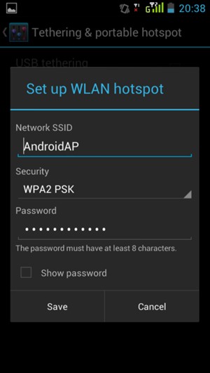 Enter a password of at least 8 characters and select Save