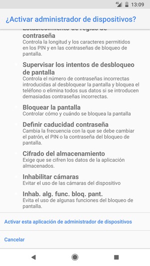 Desplácese y seleccione Activar esta aplicación de administrador de dispositivos