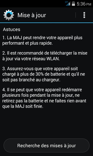Sélectionnez Recherche des mises à jour