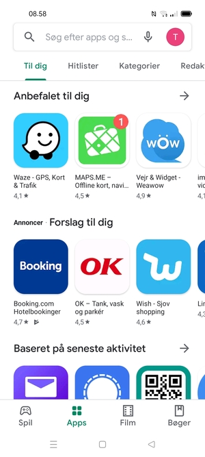 Vælg søgefeltet
