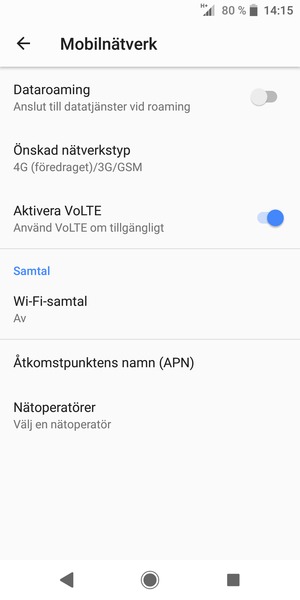 För att byta nätverk om nätverksproblem uppstår, välj Nätoperatörer