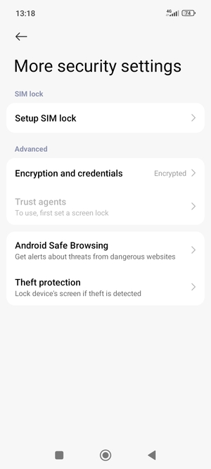 Select Setup SIM lock