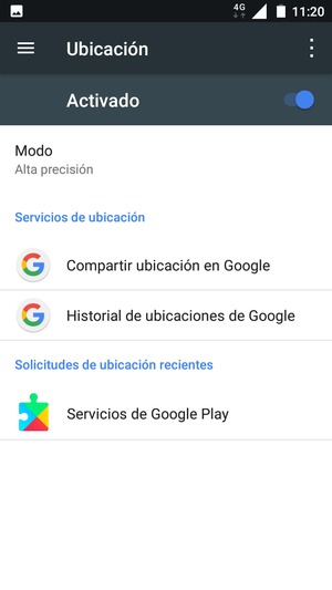 Desactive Ubicación