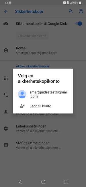 Velg sikkerhetskopi-kontoen din